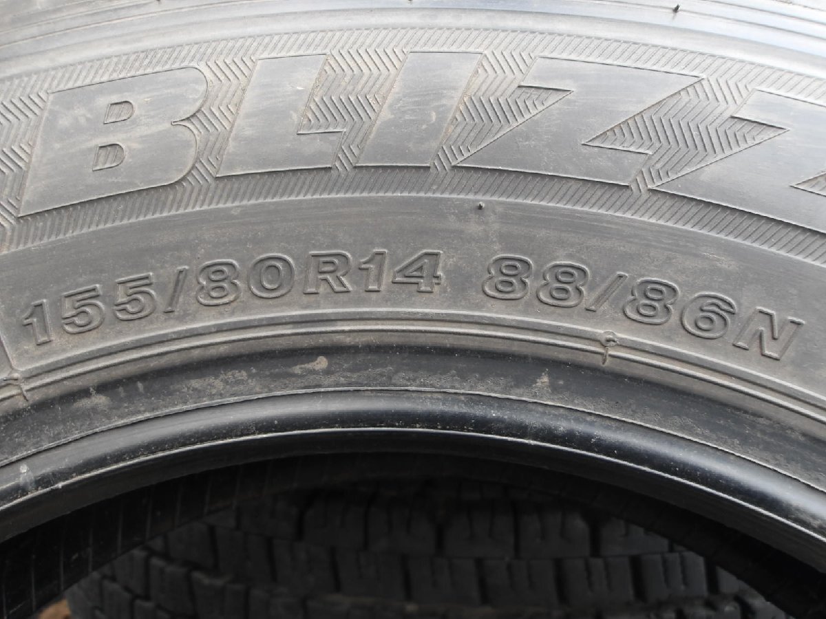 Y453-14 送料無料 155/80R14 冬4本セット スタッドレス LT 88/86N 155/80-14 155-80-14 ブリヂストン ブリザック VL1 バン_画像6