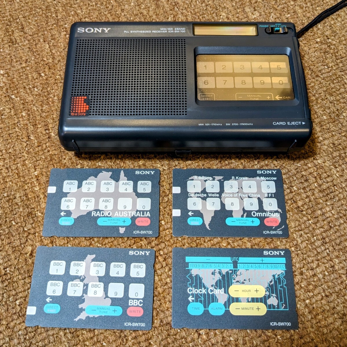 SONY ポータブルラジオ カード式 局名タッチラジオ ICR-SW700 元箱・コンパクトアンテナ付_画像1