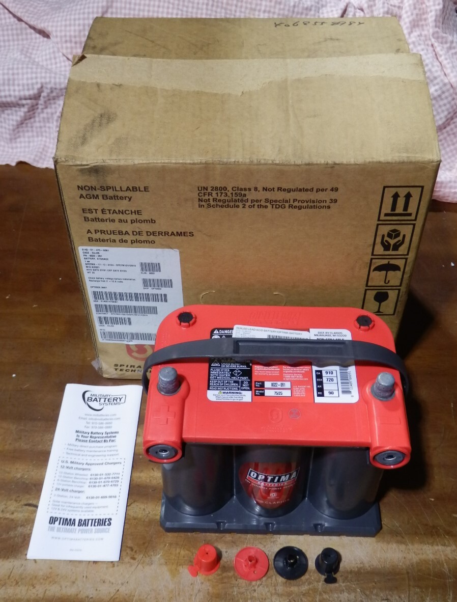  unused with translation charge assumption Optima OPTIMA used battery RED TOP 8022-091 75/25 red top ( D23 side terminal 