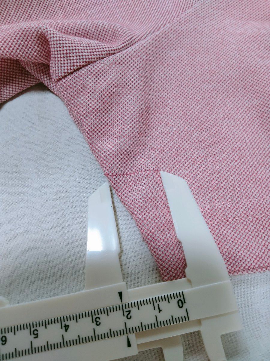 【訳あり】美品 Holiday walk アロハシャツ メンズ ポロシャツ かりゆしウェア風 ピンク系 Ｌサイズ