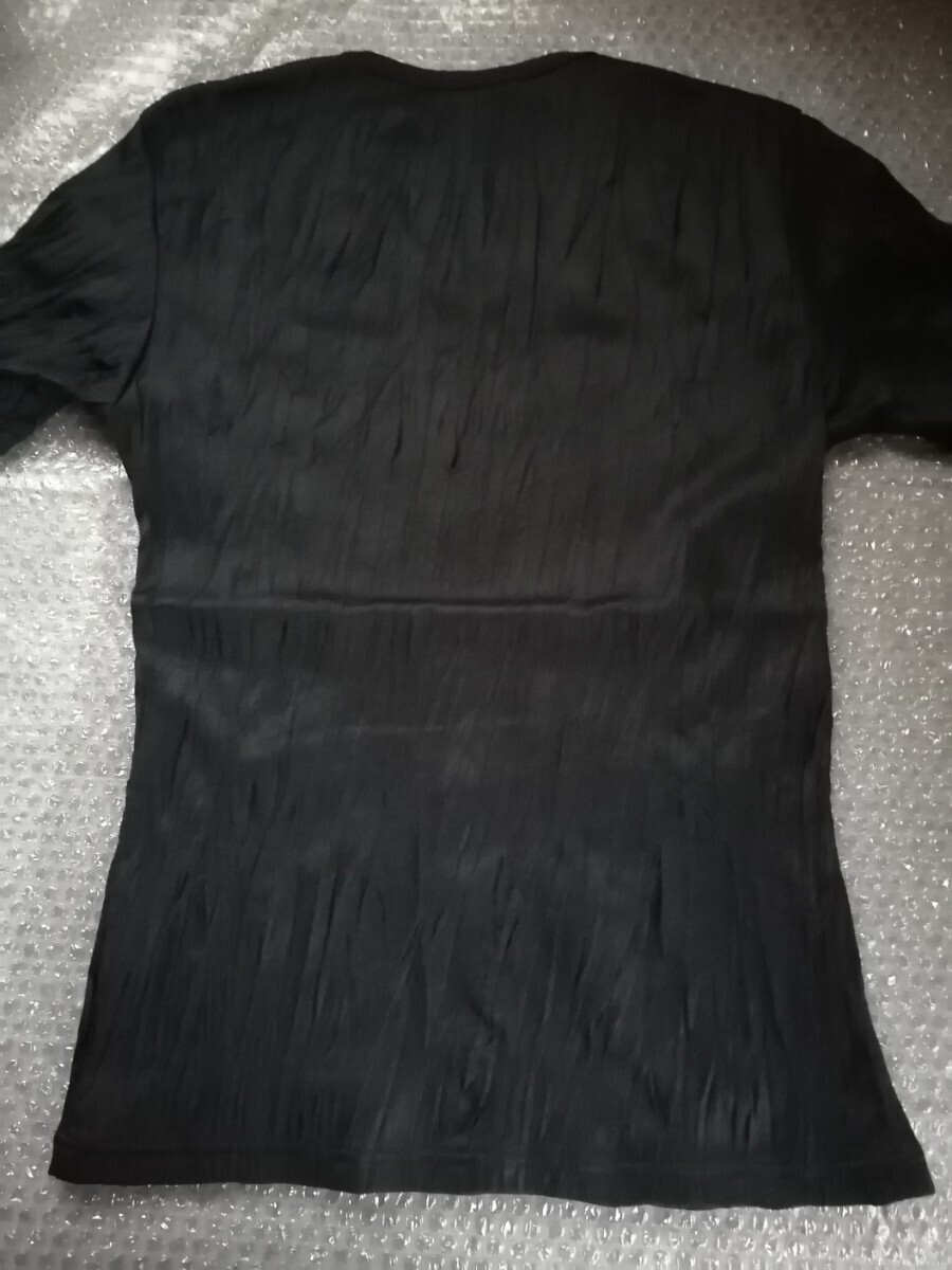 【レア物】SHELLAC シェラック 半袖 カットソー Tシャツ ニット テレコカットソー 未使用に近い 極美品！ サイズ44 ブラックの画像2