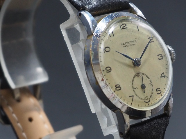 およそ80年前の腕時計　精工舎　バナナ型スモセコ　SEIKOSHA　PRECISION　セイコー　新10A型　アンティーク　新品ベルト　分解注油済み