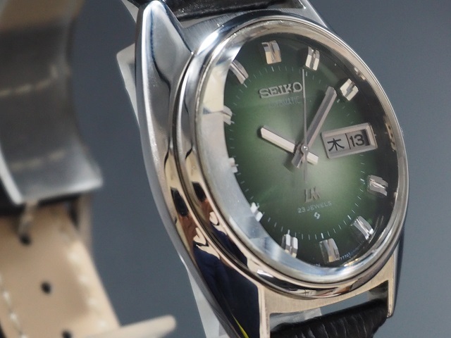 SEIKO LOAD MATIC 23J カットガラス風防 諏訪精工舎 セイコー ロードマチック グリーングラデ 70年代 稼働点検済み 新品ベルトの画像6