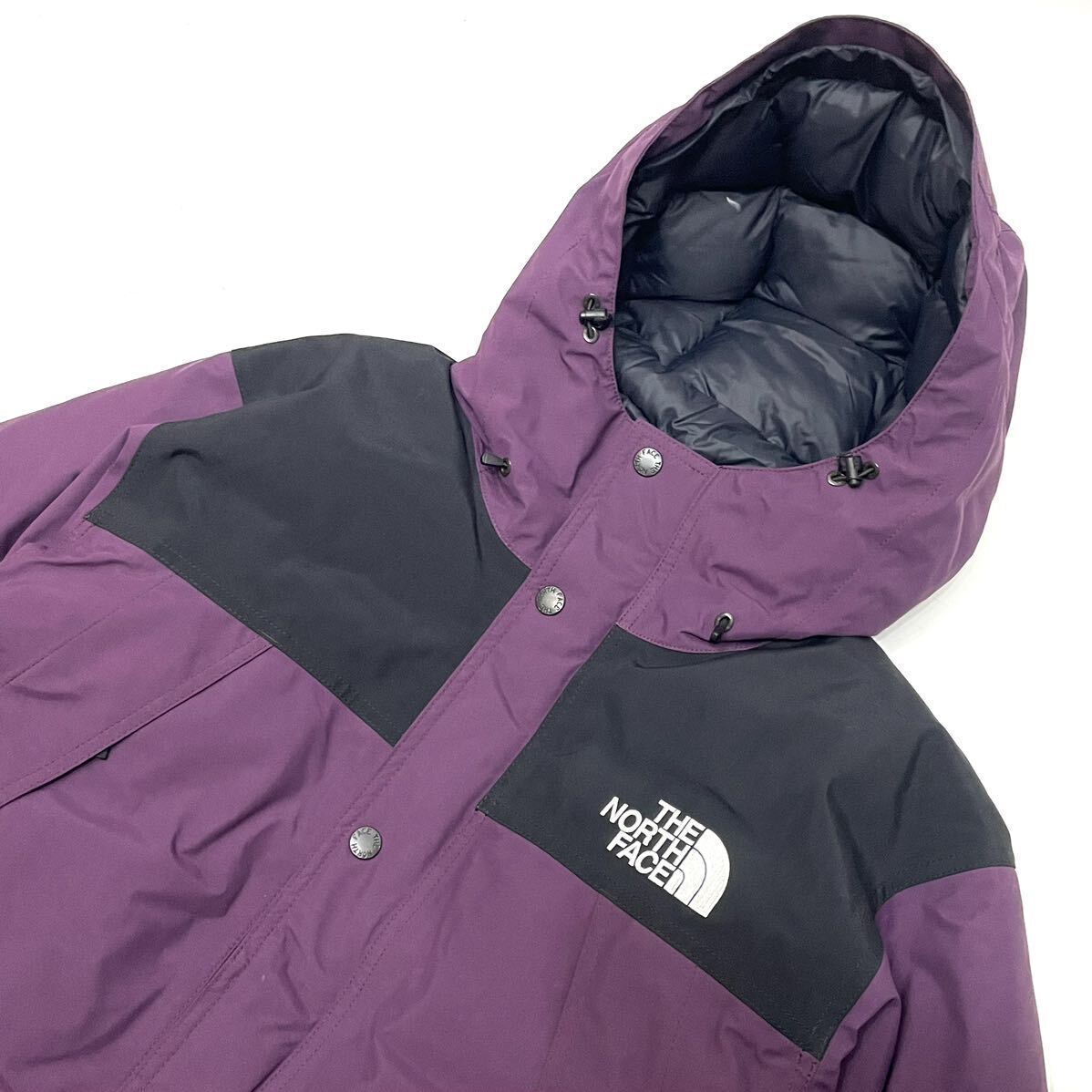 国内正規品 THE NORTH FACE ノースフェイス ND91930 マウンテンダウン ナイロン ダウンジャケット GORE-TEX ロゴ 刺繍 パープル XL_画像5