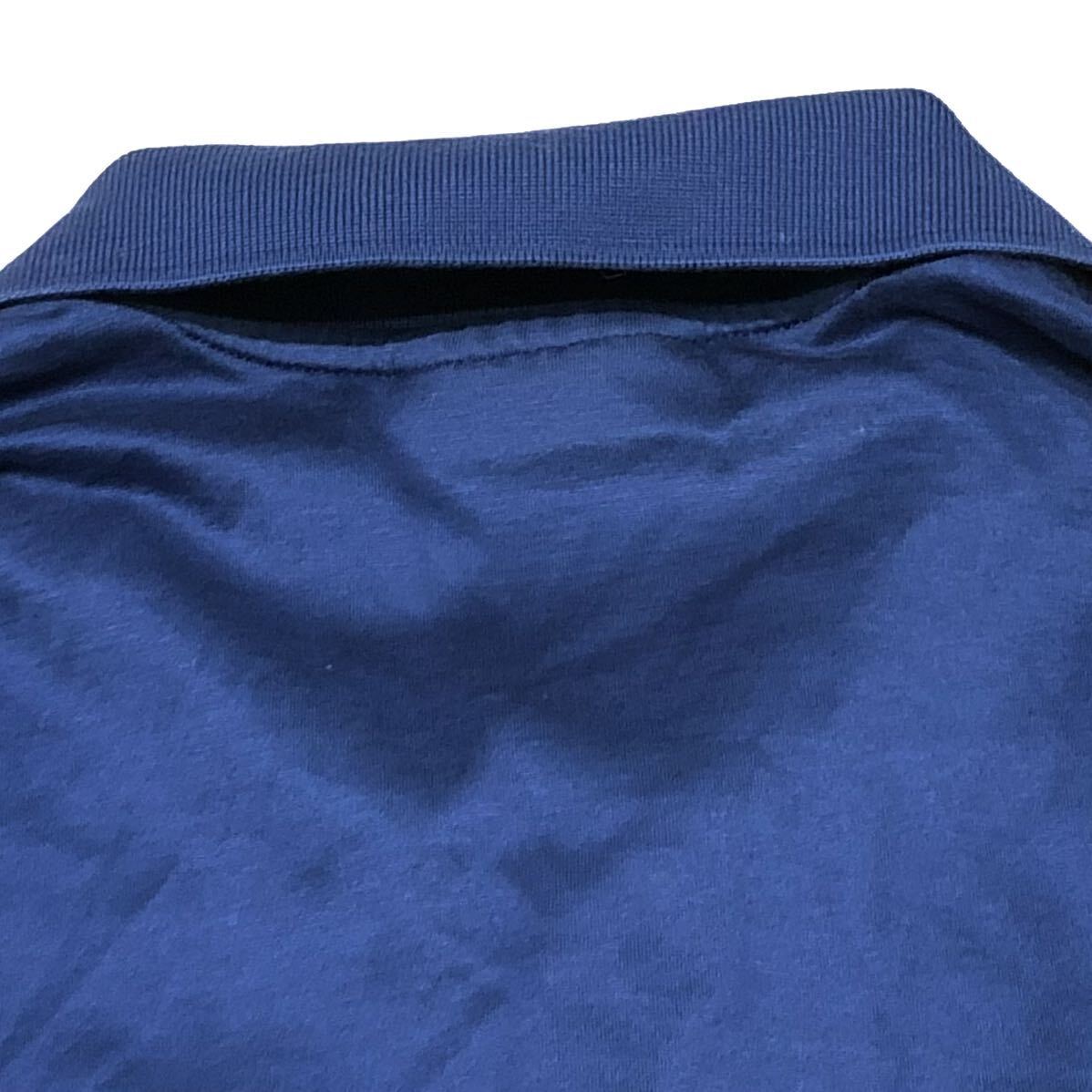 フランス製 国内正規品 CELINE セリーヌ長袖コットン ポケット ポロシャツ L/S POLO SHIRT ロゴ刺繍 L メンズ ブルー系 L_画像8