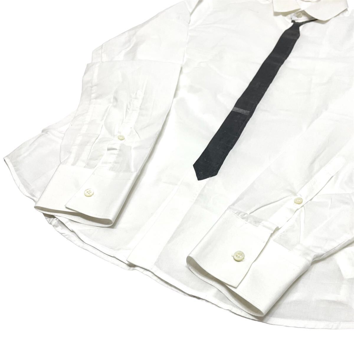 国内正規品 NEIL BARRETT ニールバレット 長袖コットン L/S Dress shirt トロンプルイユ ネクタイ ドレスシャツ ビジネス 38 ホワイトの画像4