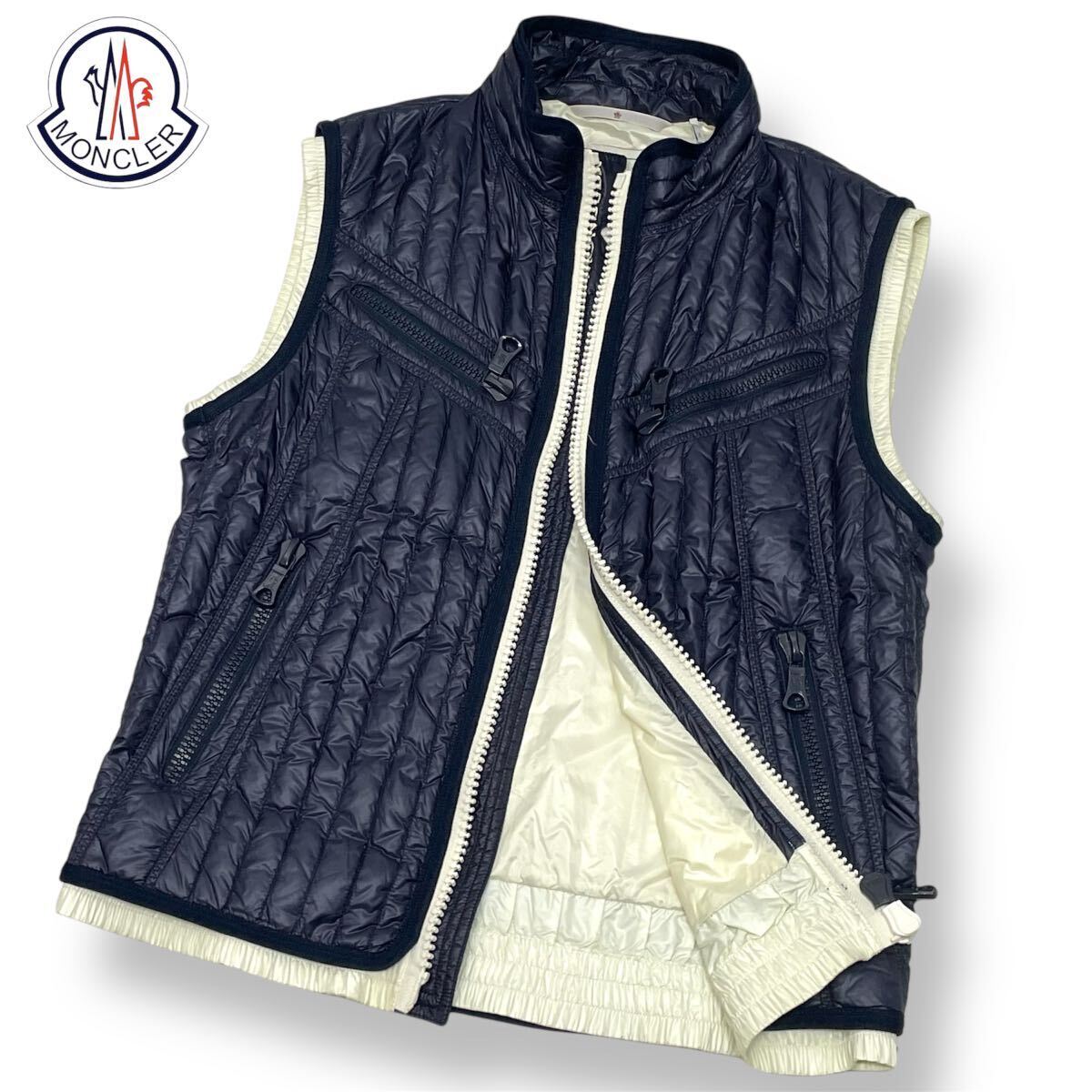 正規品 MONCLER GRENOBLE モンクレール グルノーブル RODANO GILET ナイロン キルティング ダウンベスト ジップアップ ジレ 3 ネイビーの画像1