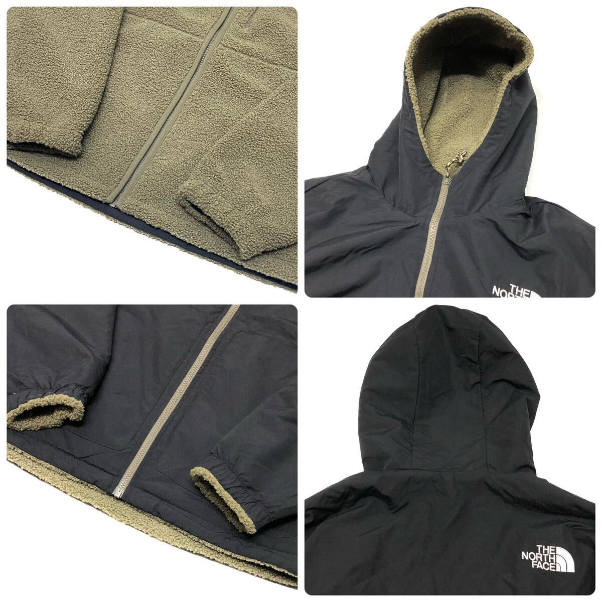 新品同様 正規品 THE NORTH FACE ノースフェイス NJ4FM70C DIXIE RVS FLEECE HOODIE リバーシブル ボアフリースジャケット ロゴ刺繍 XLの画像8