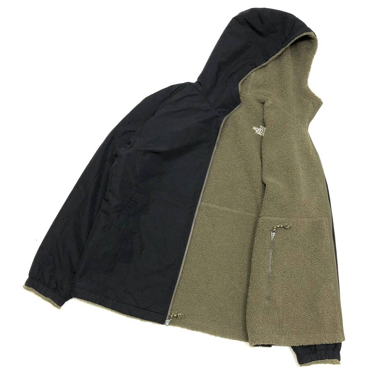 新品同様 正規品 THE NORTH FACE ノースフェイス NJ4FM70C DIXIE RVS FLEECE HOODIE リバーシブル ボアフリースジャケット ロゴ刺繍 XLの画像3