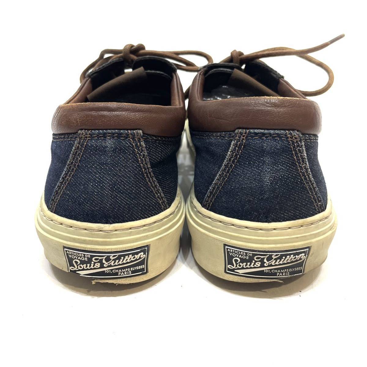 正規品 LOUIS VUITTON ルイ・ヴィトン DENIM LOW-CUT SNEAKERS デニム ×レザー ローカットスニーカー シューズ 6 メンズ_画像4