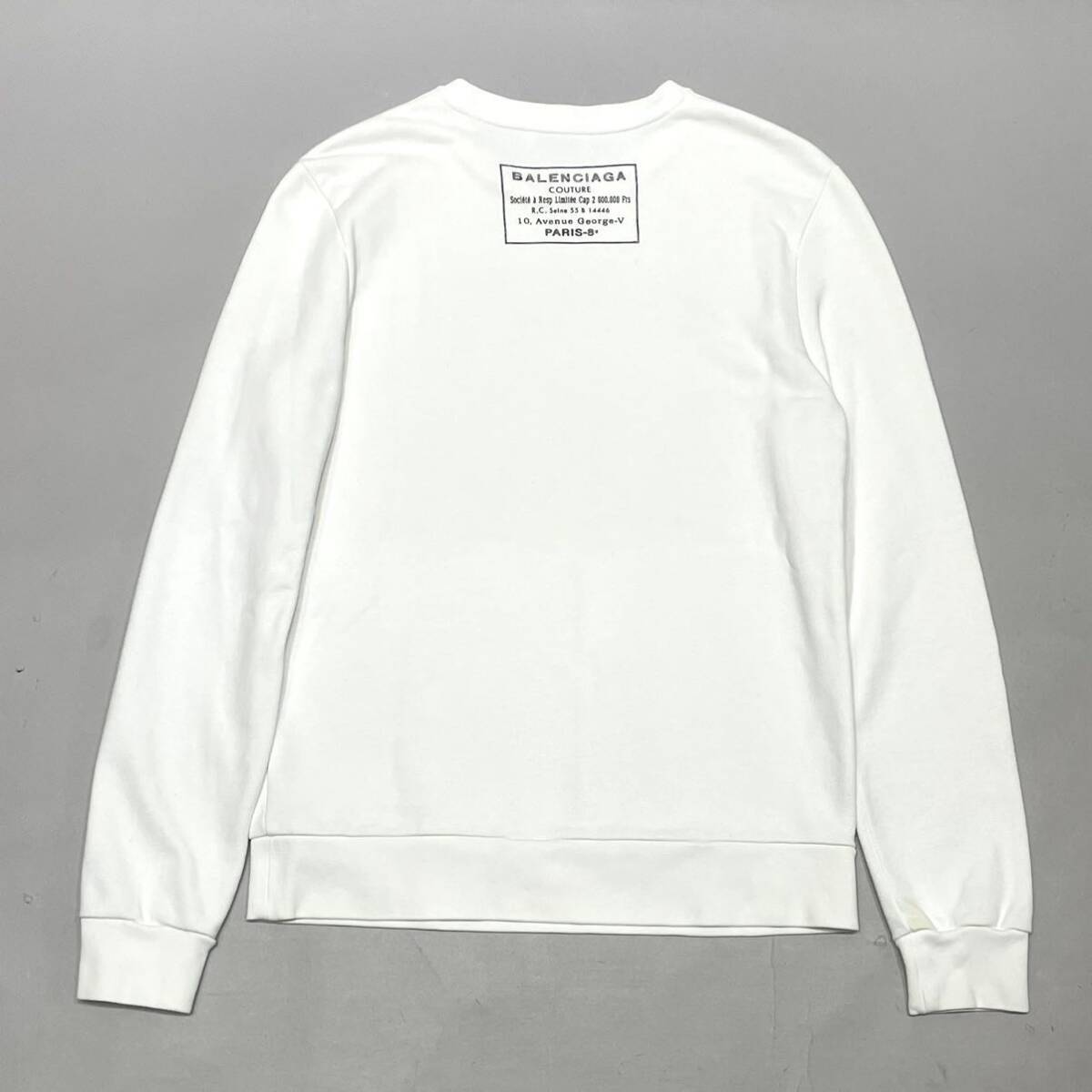 国内正規品 BALENCIAGA バレンシアガ 375854 TMK16 Logo patch sweatshirt スウェット トレーナー プルオーバー ロゴ ワッペン XS ホワイトの画像2