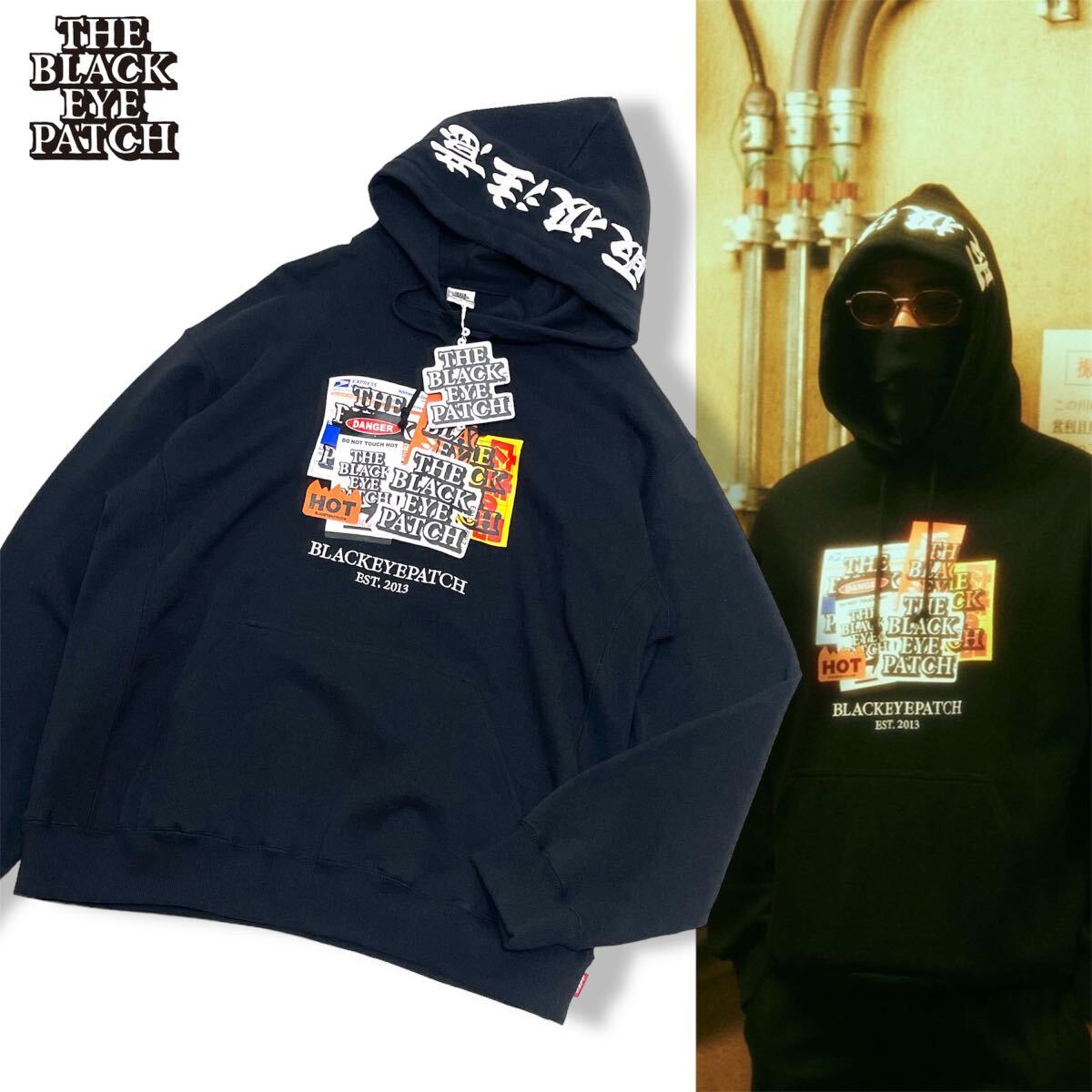 新品 国内正規品 BLACK EYE PATCH ブラックアイパッチ 24ss Label Pack Hoodie black ラベルパック プルパーカー スウェット 取扱注意 XLの画像1