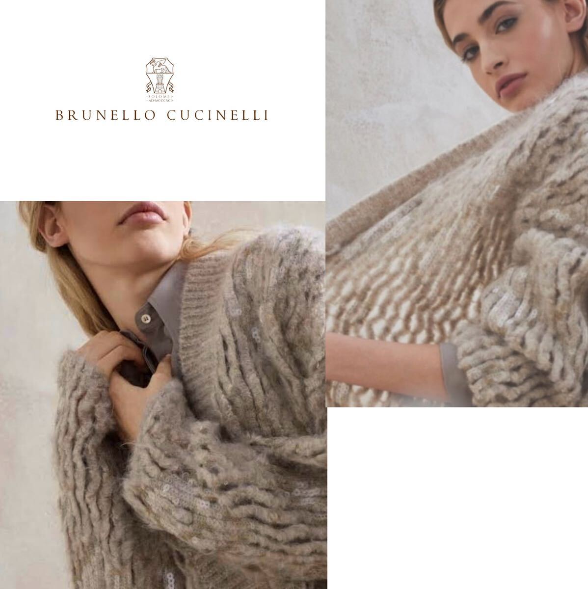 M27★未使用★22-23AW★極上オペラニット スパンコールつきカーディガン ブルネロクチネリ BRUNELLO CUCINELLI ベージュ_画像2