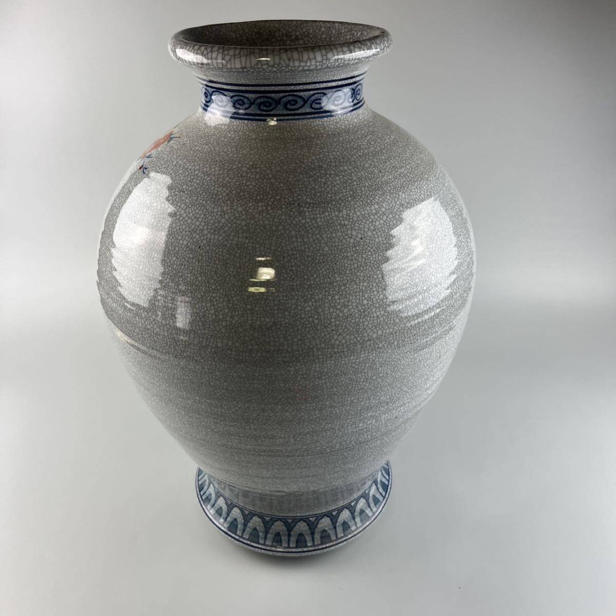 鍋島青磁 壺 花瓶 色絵 染付 高さ約49cm 古伊万里 虎仙 染錦 花瓶 壺 飾壺 花器 花入 花生 飾壺 古美術の画像7