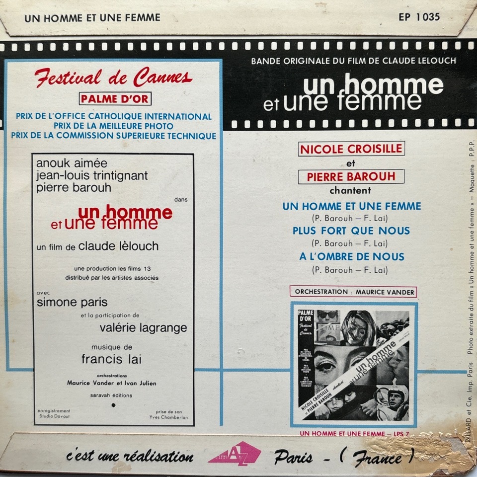 【試聴 7inch】Nicole Croisille Et Pierre Barouh / Un Homme Et Une Femme 7インチ 45 ソフトロック Soft Rock サバービア 男と女_画像2