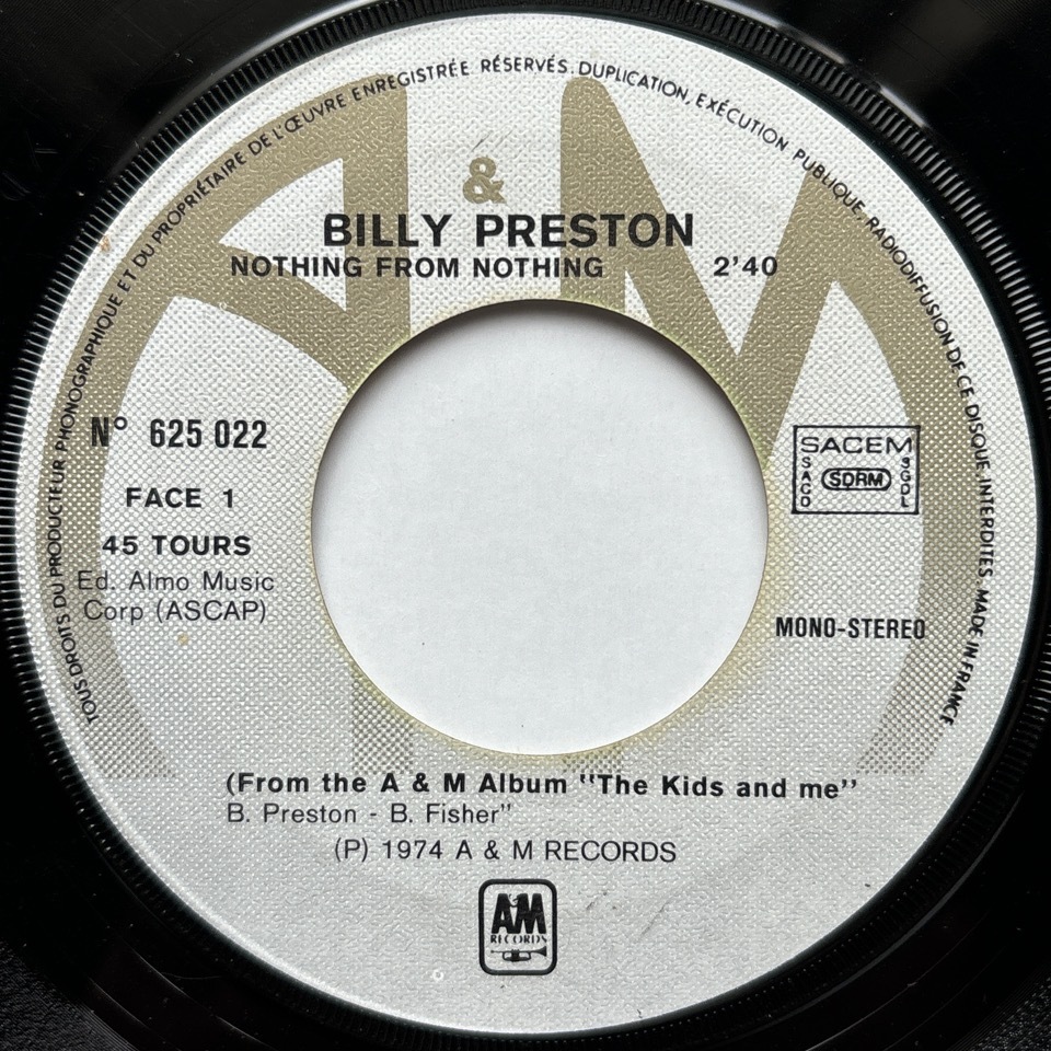 【試聴 7inch】Billy Preston / Nothing From Nothing 7インチ 45 muro koco フリーソウル Super Lover Cee & Casanova Rud_画像3