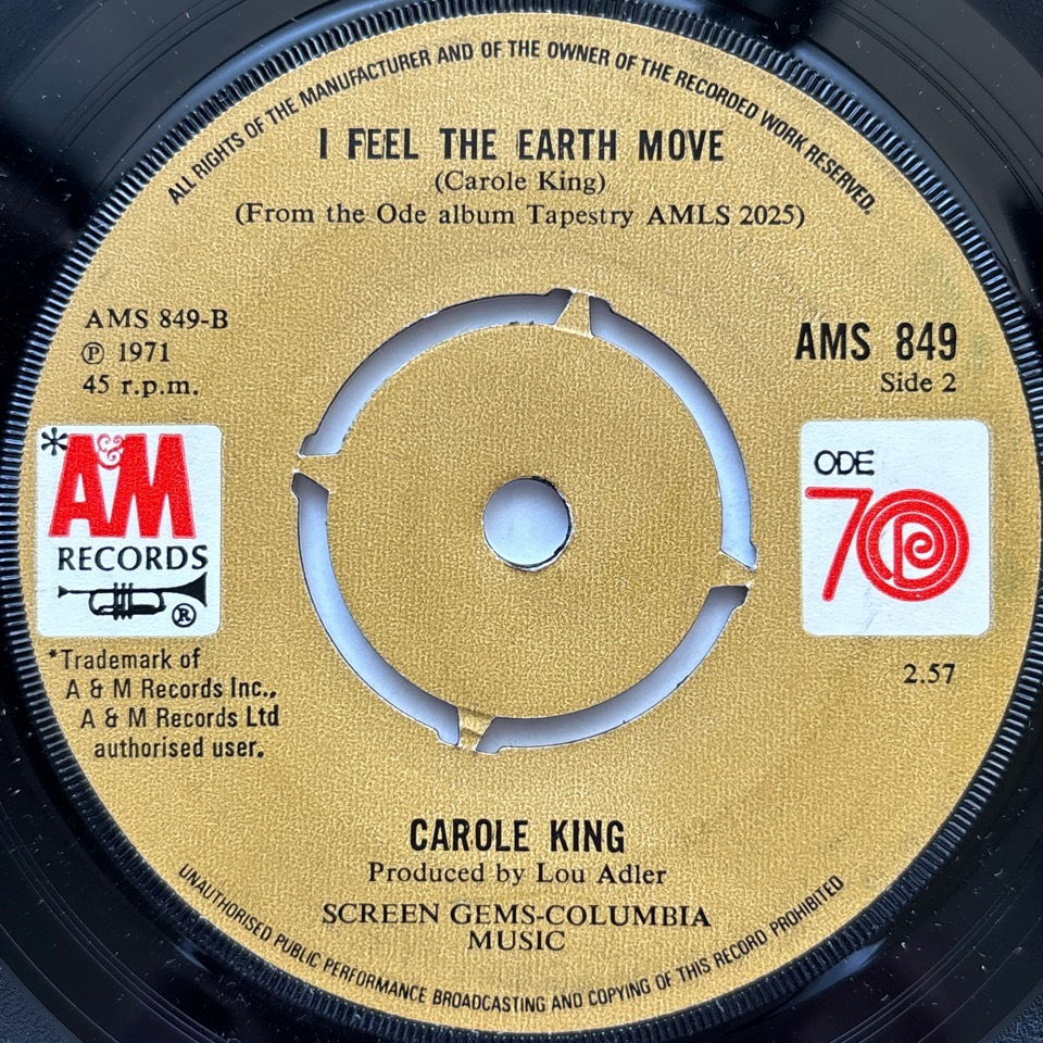 【試聴 7inch】Carole King / It's Too Late, I Feel The Earth Move 7インチ 45 muro koco シティポップ AOR フリーソウル City Pop_画像2