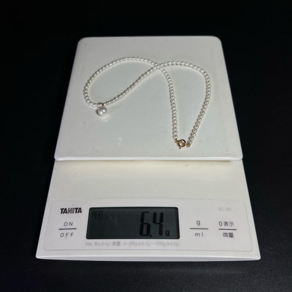 金具 k18 刻印 アコヤ真珠 ネックレス 6.4gの画像9