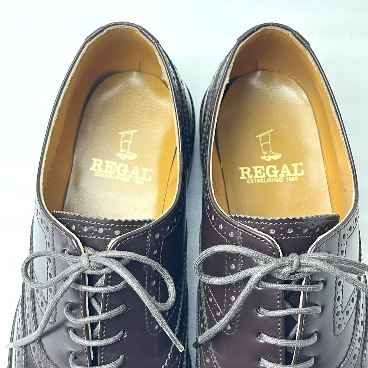 【良品】REGALリーガル 24.5EE J638 ウイングチップ シューズ 革靴 茶の画像6