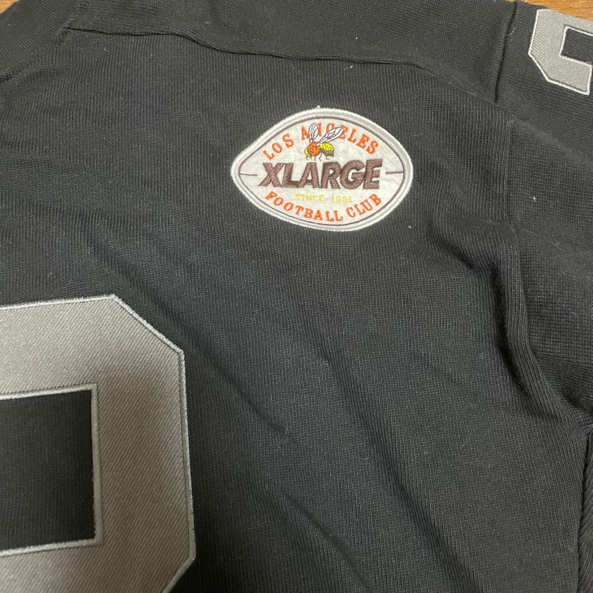 エクストララージ X LARGE LINE FOOTBALL L/S TEE Tシャツ フットボール オリジナルロゴ  黒Lサイズ