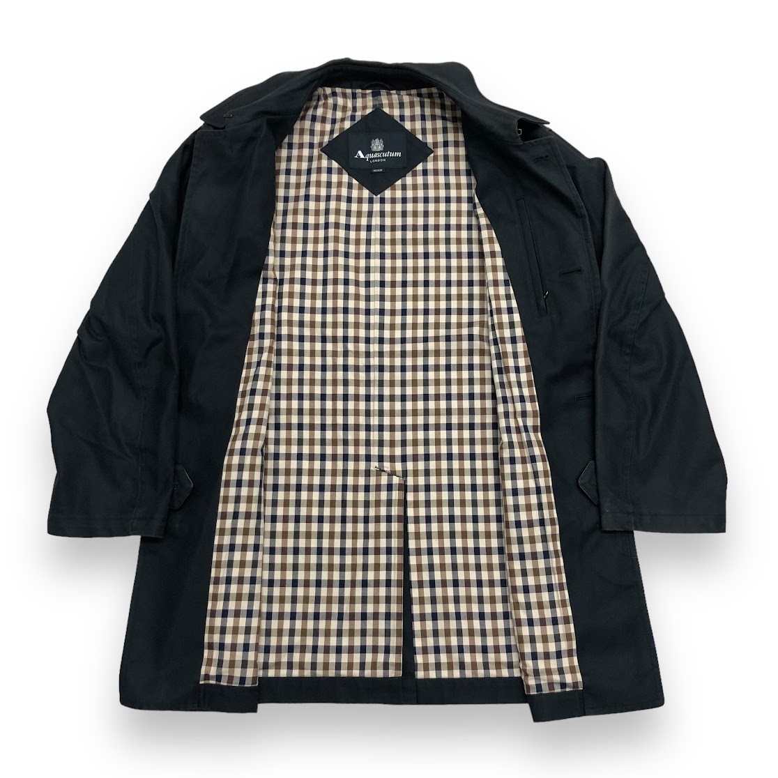 【IT52HIS9C9DS】Aquascutum アクアスキュータム トレンチコート ネイビー 紺 Mサイズ_画像5