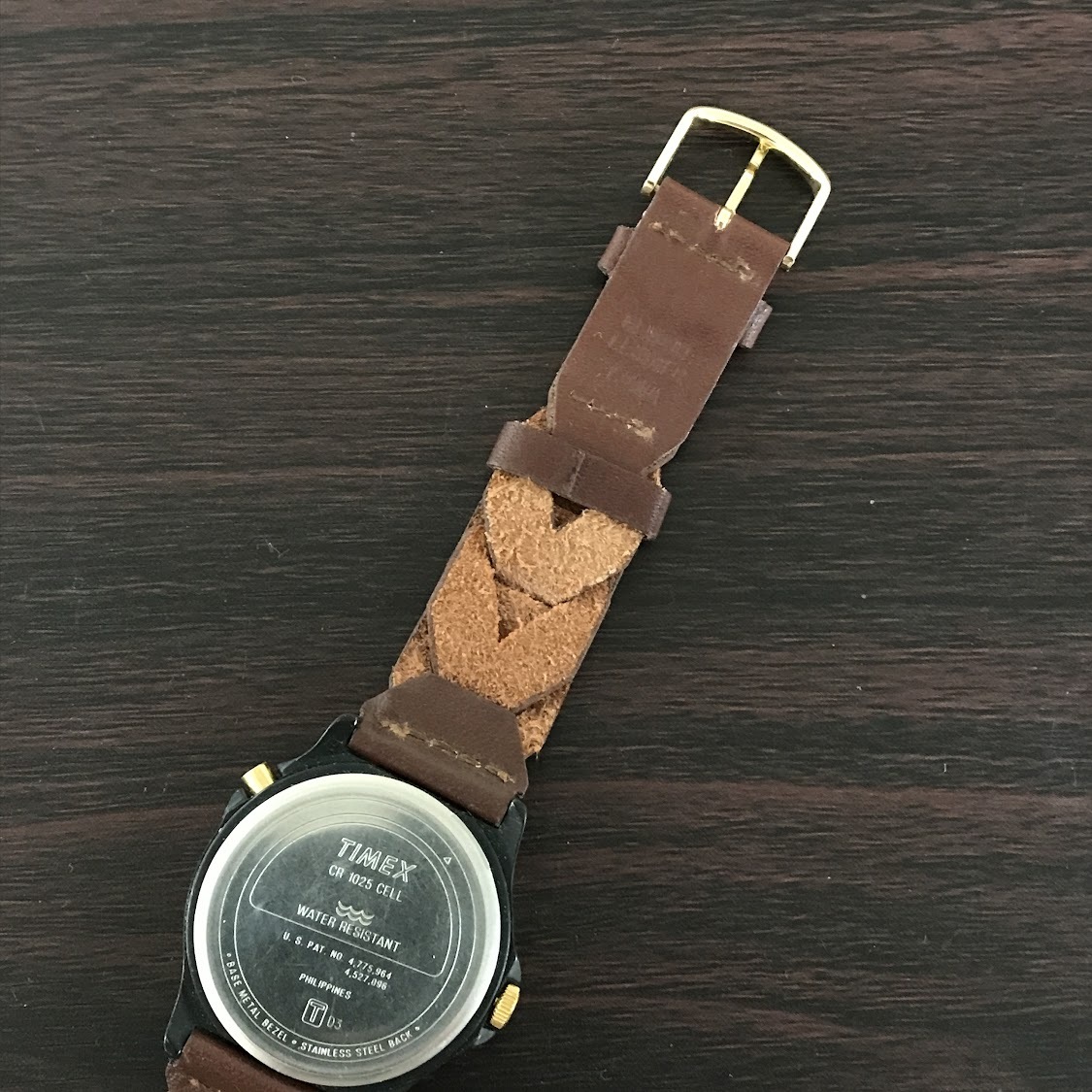 [ITB7HGA61A7E]TIMEX INDIGLO Timex Indy Glo наручные часы Gold цвет чай цвет Brown кожа ремень 