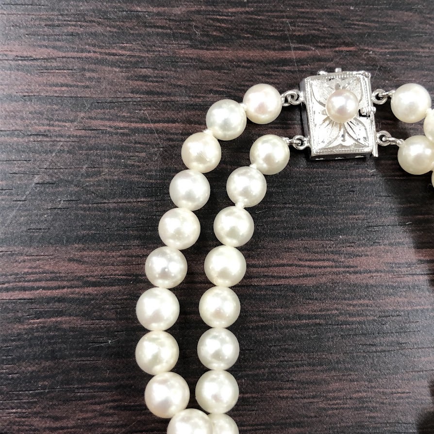 【IT1OTKMM9OKU】天然パール ブレスレット 二連 真珠 アクセサリー SILVERの画像2