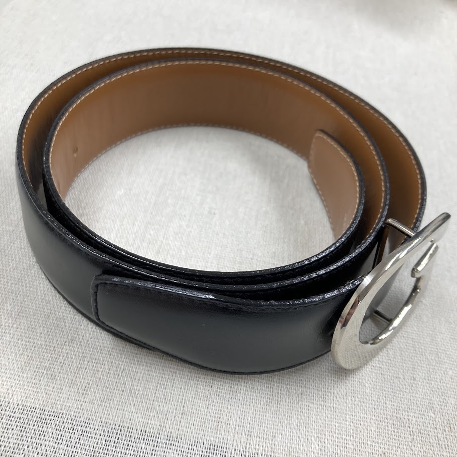 【ITDP63QEJH54】美品 GUCCI グッチ Gロゴ シルバー金具 黒 ベルト 75・30・036・1406・0956_画像5