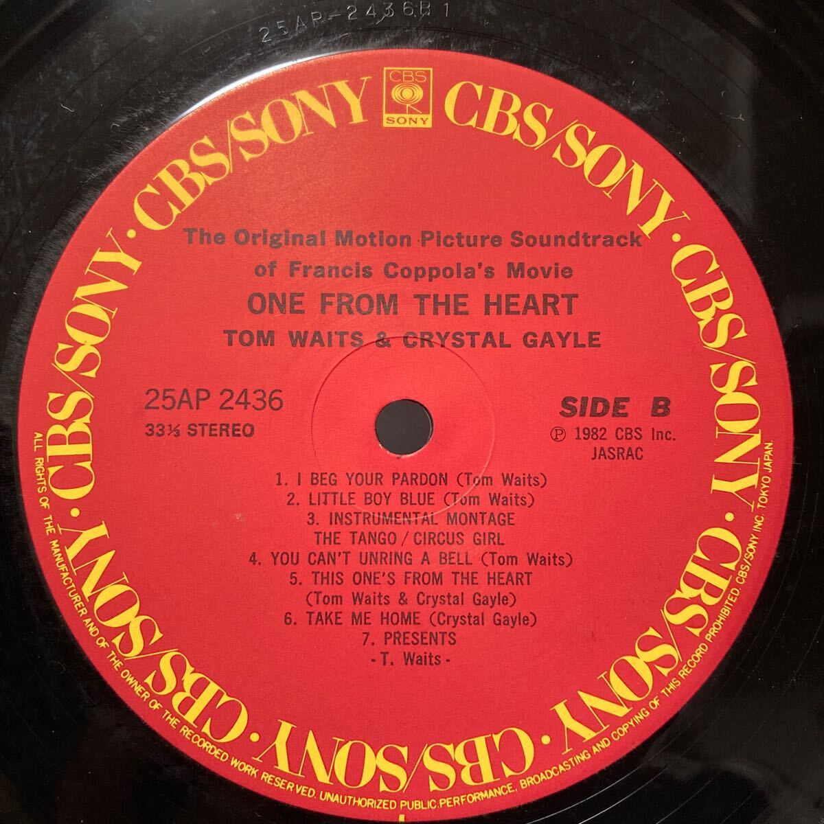 Tom Waits And Crystal Gayle 【One From The Heart】OST LP 帯付 CBS/Sony 25AP 2436 Jazz Rock 1982トム ウェイツ クリスタル ゲイル _画像5