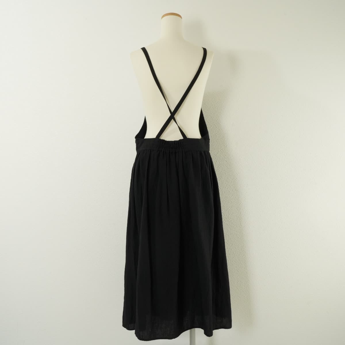 LOISIR lower Zeal linen jumper skirt Cami One-piece overall apron skirt long black 