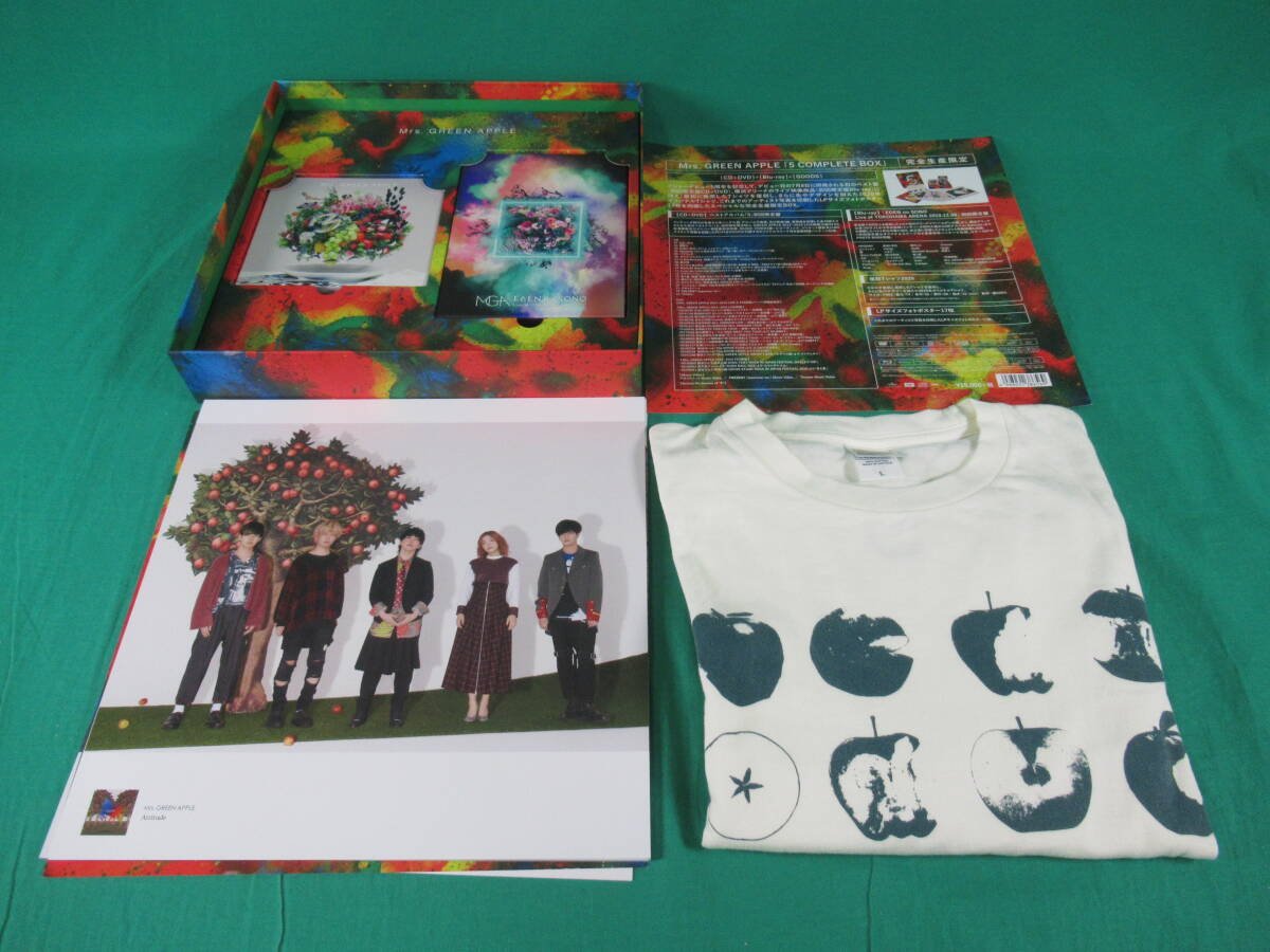 85/L958★邦楽CD★Mrs.GREEN APPLE / 5 COMPLETE BOX★3枚組★CD+DVD+Blu-ray★完全生産限定★Tシャツ 使用済み 汚れあり★中古品_画像2