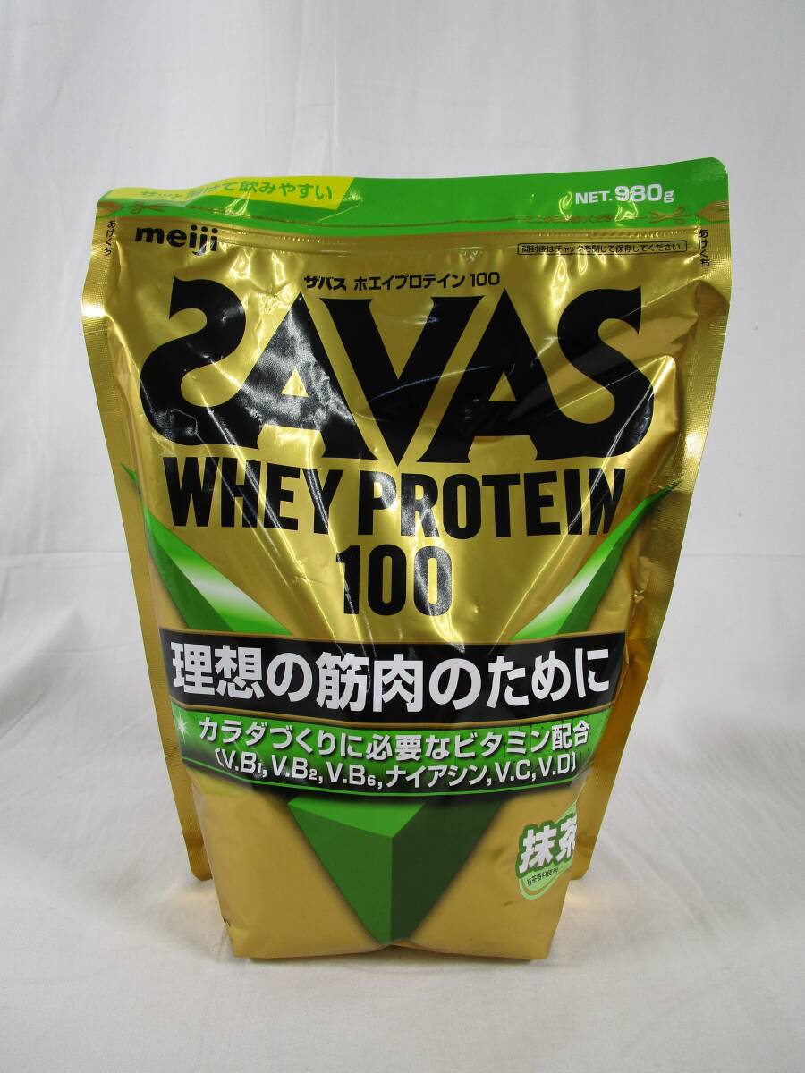 46/Ω203★ザバス(SAVAS) ホエイプロテイン100 抹茶味 980g 明治★賞味期限2025/03★未開封品の画像1