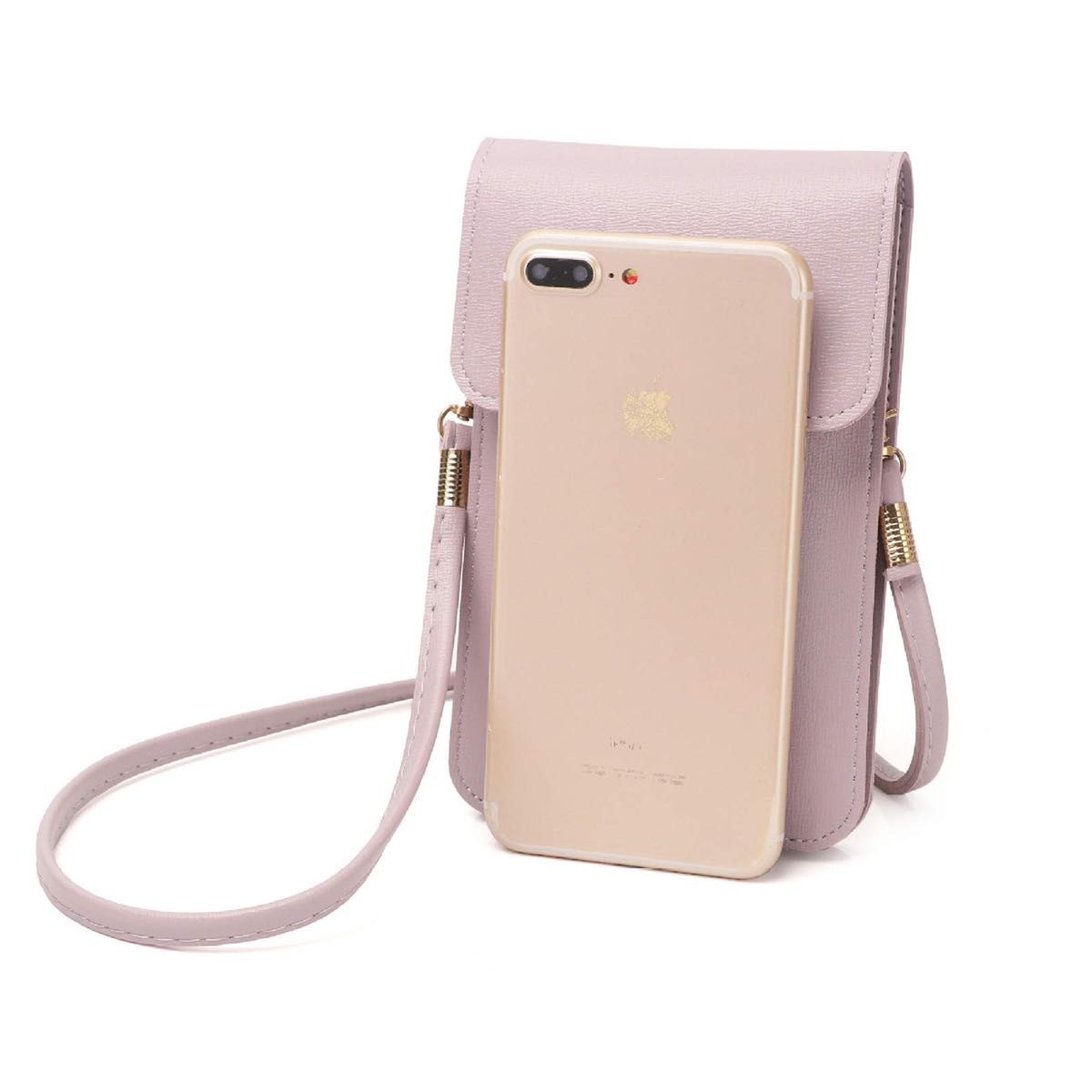 クロスボディバッグPUレザー携帯電話ポーチショルダーハンドバッグ財布 (グレー)