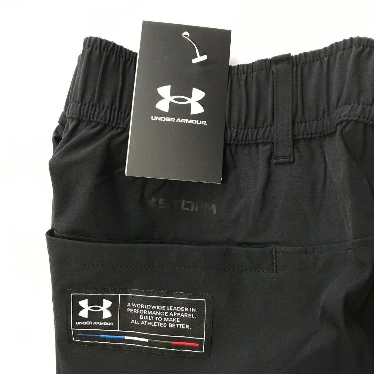 ◆H569 新品【メンズM】黒ブラック アンダーアーマーウーブンUNDERARMOUR ゴルフ ベルトループ テーパード パンツ オールシーズンの画像6