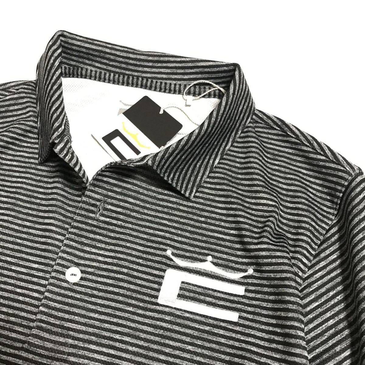 ◆H179新品 【メンズM】黒ブラック PUMA Cobra Golf プーマ コブラゴルフ 左胸刺繍ロゴ 高品質 ストレッチ DRYボーダーポロシャツの画像7