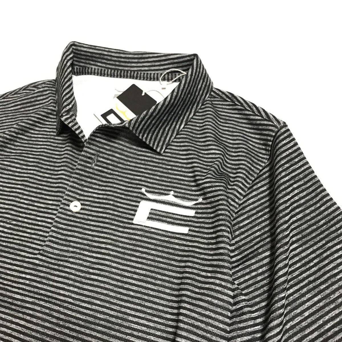 ◆H179新品 【メンズM】黒ブラック PUMA Cobra Golf プーマ コブラゴルフ 左胸刺繍ロゴ 高品質 ストレッチ DRYボーダーポロシャツの画像2