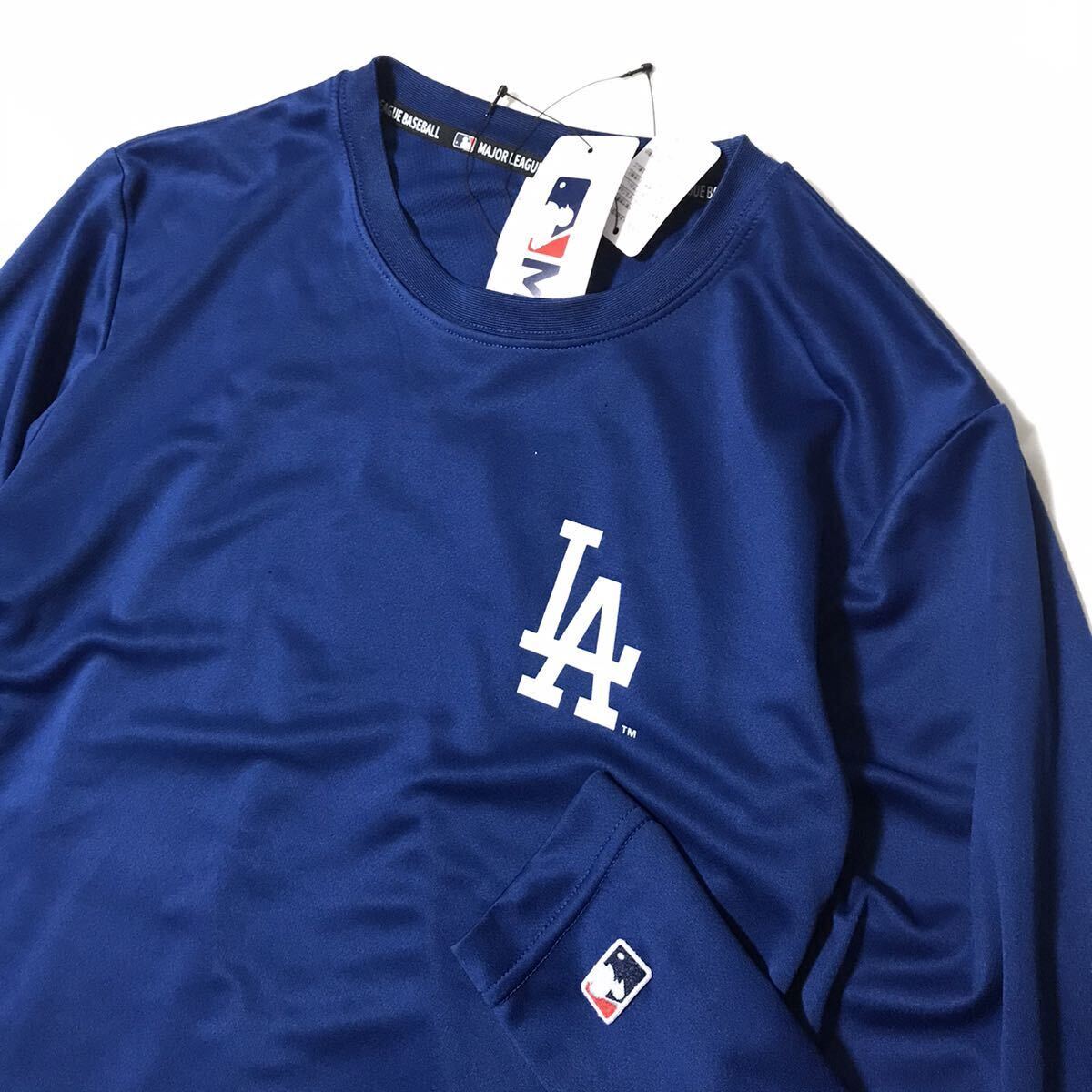 ◎140新品【メンズM】ブルー MLB公式 ロサンゼルス・ドジャース ドライメッシュ ロングTシャツ ワンポイントロゴ 大谷翔平 山本由伸の画像6