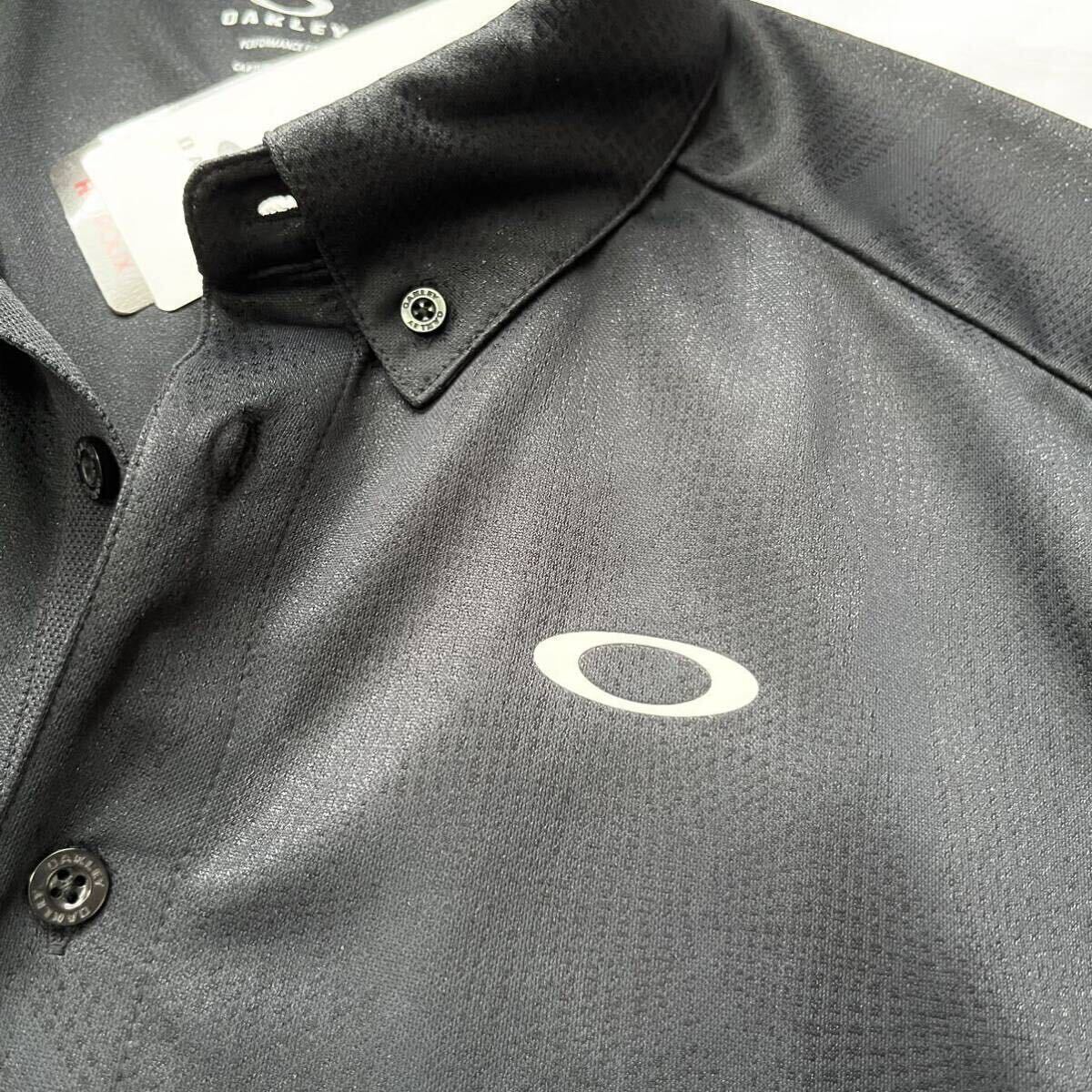 #C068 новый товар [ Япония L размер ] чёрный утка общий рисунок камуфляж серия Golf новый товар Oacley HYDROLIX кнопка down рубашка-поло короткий рукав . пот скорость . общий рисунок OAKLEY