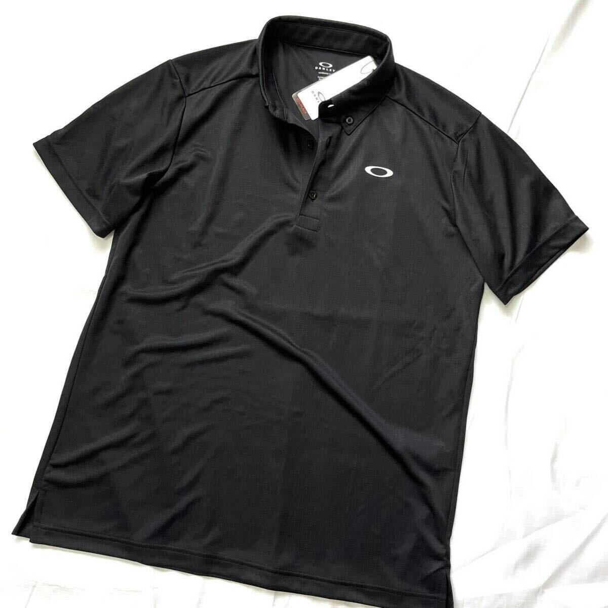 #C068 новый товар [ Япония L размер ] чёрный утка общий рисунок камуфляж серия Golf новый товар Oacley HYDROLIX кнопка down рубашка-поло короткий рукав . пот скорость . общий рисунок OAKLEY