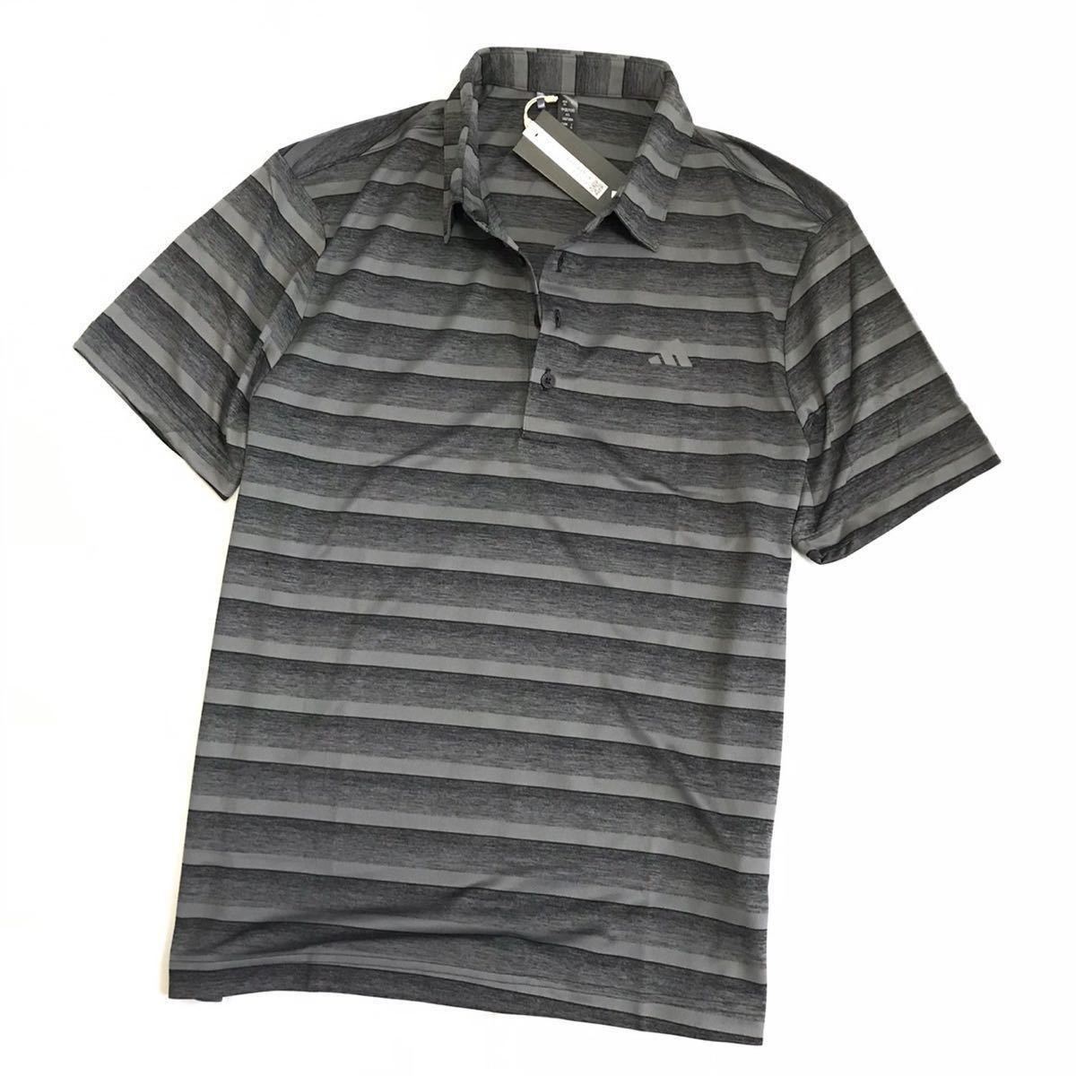 *H340 новый товар [ мужской XL(O)] черный adidas Adidas Golf одежда градация окантовка рубашка с коротким рукавом общий рисунок принт .... ткань 