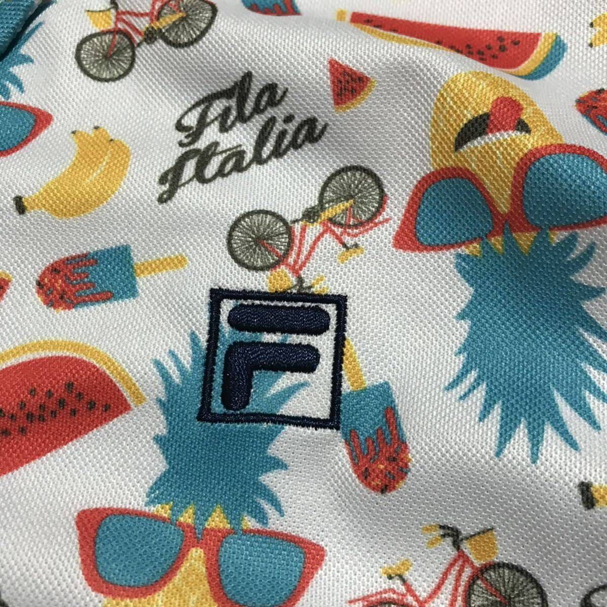 ▲B232新品【メンズL】 741675 白 FILA GOLF フルーツ柄 フィラゴルフ QUICK-DRY吸汗速乾 ストレッチ ポロシャツの画像4