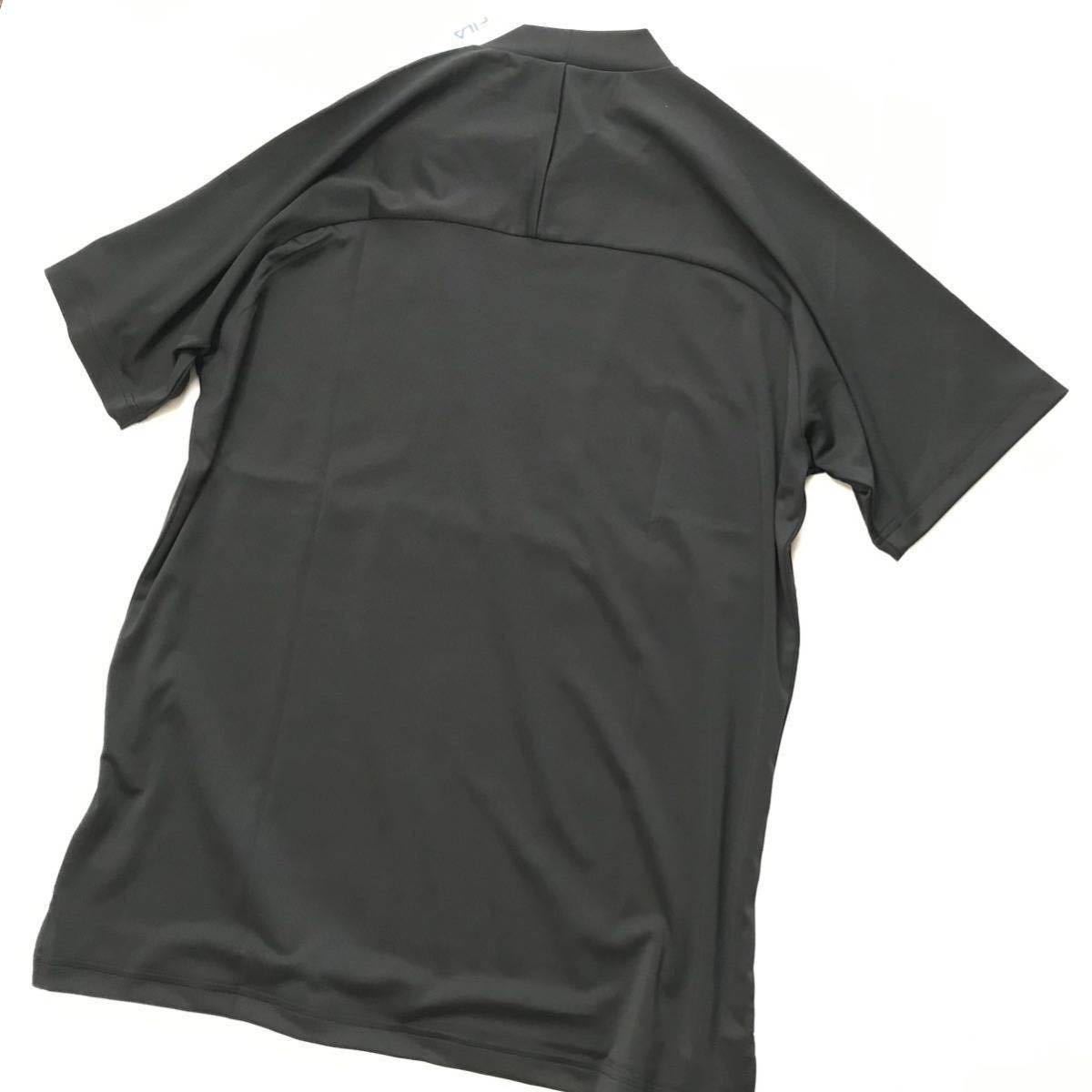 *095 новый товар [ мужской XL(LL)] чёрный черный FILA GOLF filler Golf sm- рубашка шея рубашка . пот скорость . одежда для гольфа контакт охлаждающий UV cut 