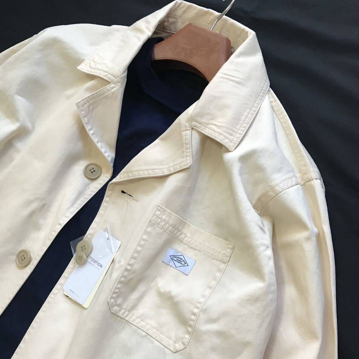 *M196 новый товар [ размер L]coen UNITED ARROWS бежевый ko-en Work хлопок магазин пальто неотбеленная ткань весеннее пальто весна лето 