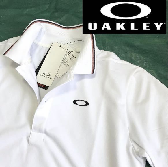 ♯C057新品【日本Lサイズ】白 ゴルフ オークリー Enhance SS Polo Essential 12.0ポロシャツ 半袖 吸汗速乾 総柄 OAKLEYの画像1