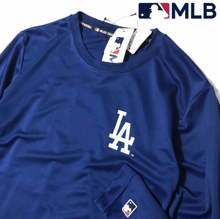 ◎140新品【メンズM】ブルー MLB公式 ロサンゼルス・ドジャース ドライメッシュ ロングTシャツ ワンポイントロゴ 大谷翔平 山本由伸の画像1