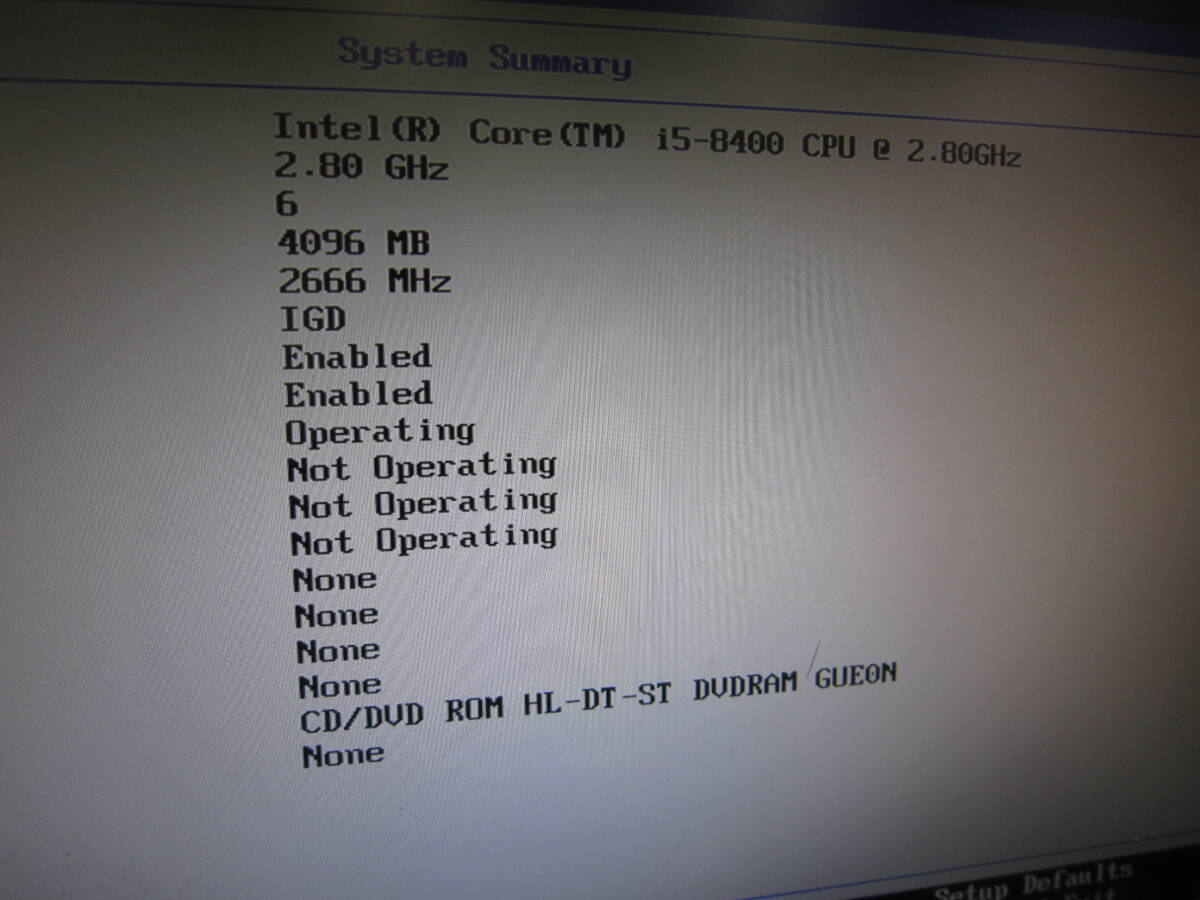 1202★Lenovo ThinkCentre M720s Small Core i5-8400 HDD/無 メモリ/4GB BIOS確認の画像2