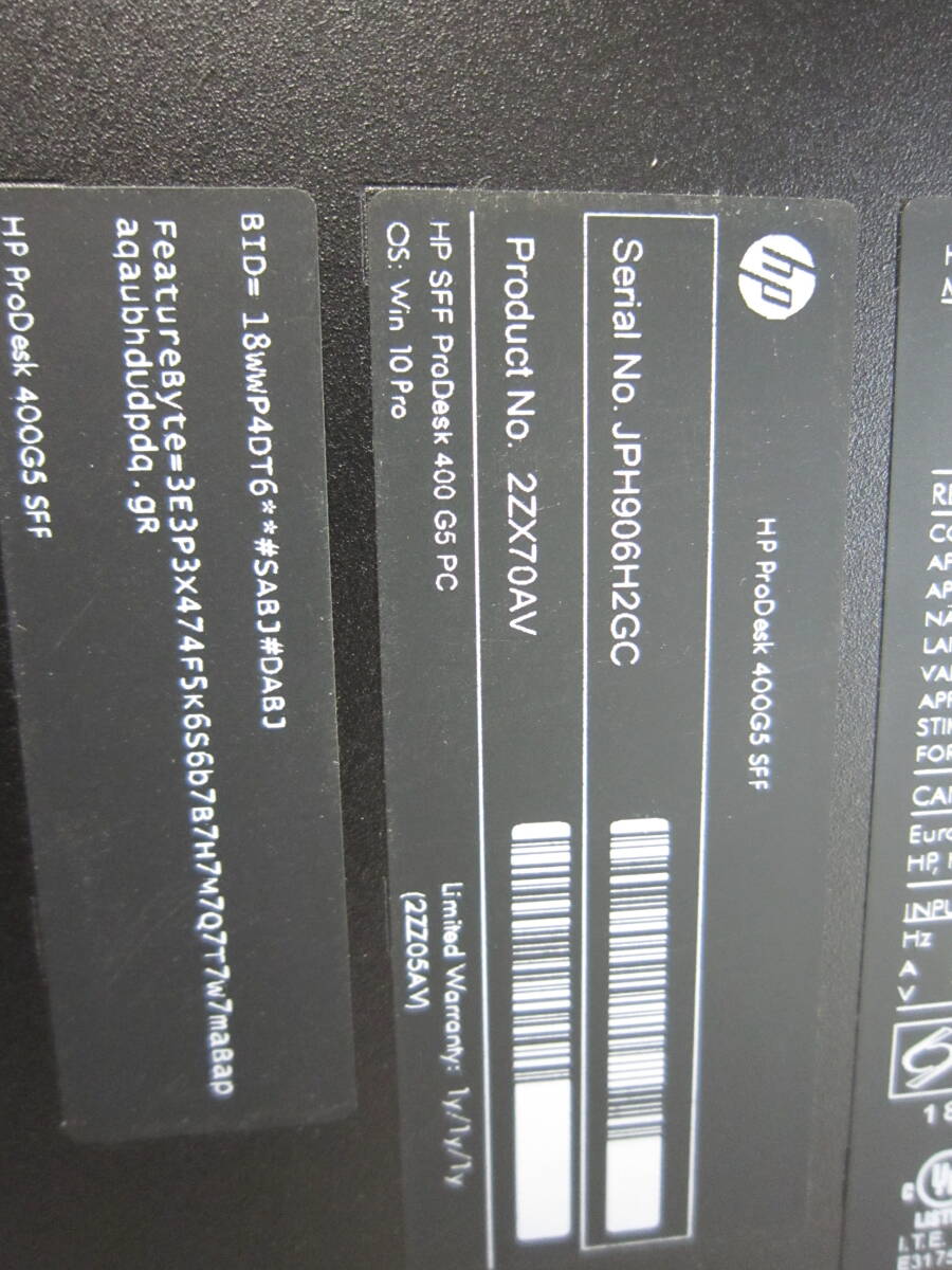 1144★HP ProDesk 400 G5 SFF Core i5 8500 HDD/無 メモリ/4GB BIOS確認の画像7