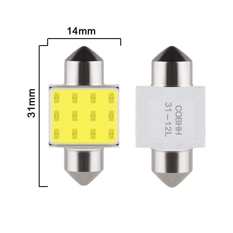 T10-31mm 白 4個 LEDバルブ 12V 室内灯 ルームランプ 12COB ホワイト 白LED LED 高輝度 定形外郵便_画像2