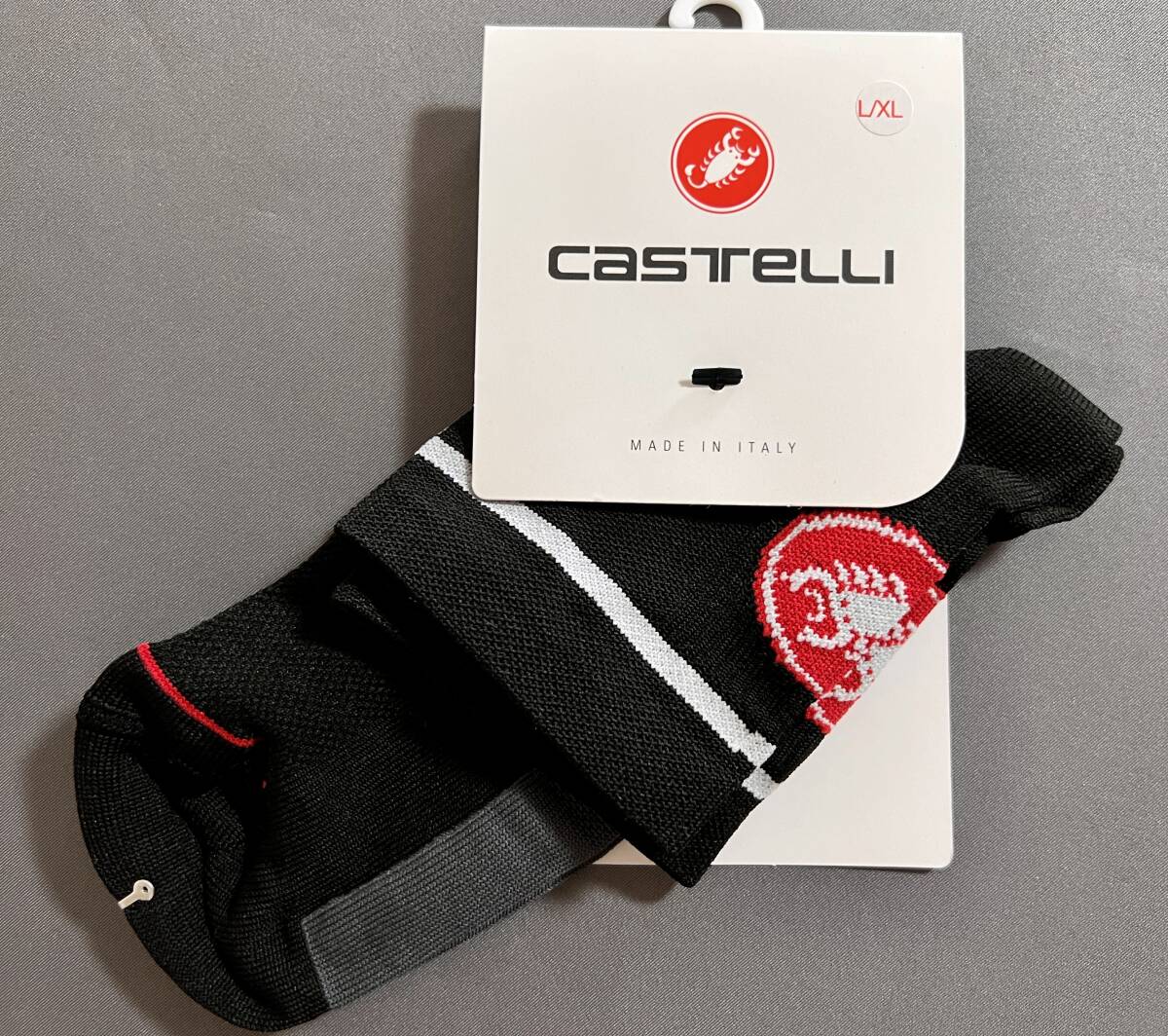 新品【Castelli カステリ ソッックス Entrata 9 ブラック イタリア製 L/XL】さそりロゴ MAID IN ITALYの画像2