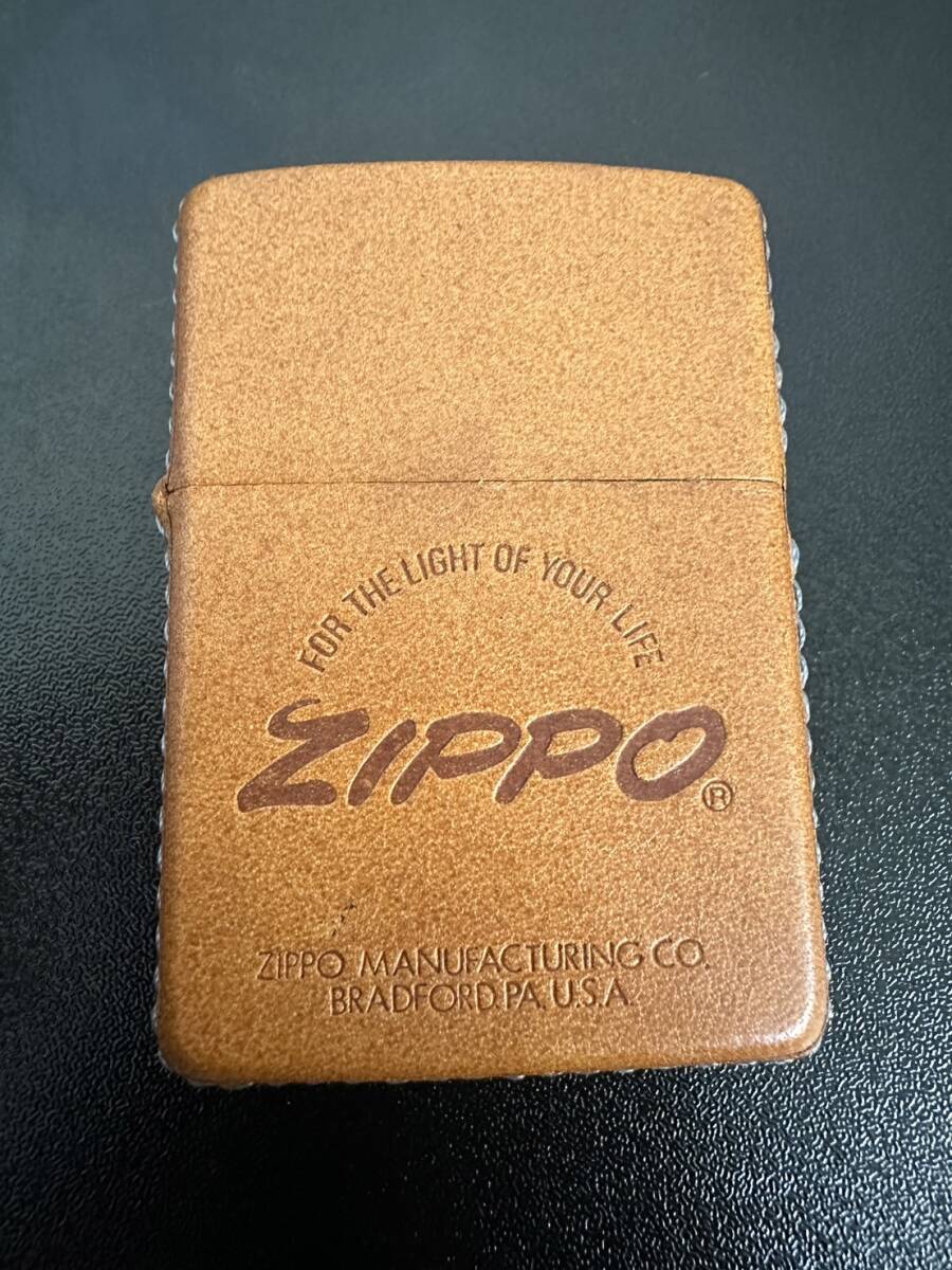 ZIPPO ジッポー 本革張り THE FAMOUS ZIPPO 茶色レザー ジッポ オイルライターの画像1